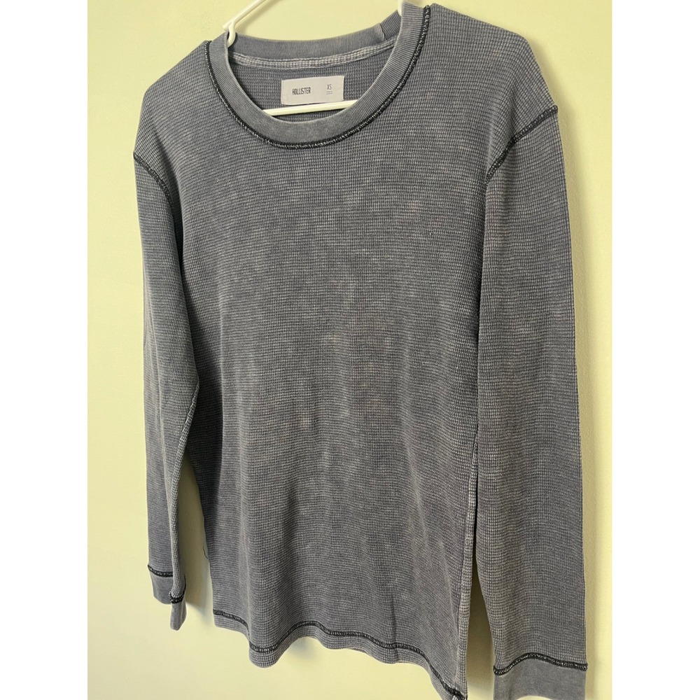 Hollister Mens Gray Waffle Knit Long Sleeve Shirt Extra Small XS